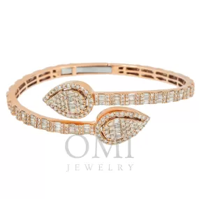 14K GOLD BAGUETTE DIAMONDS OPEN BANGLE 6.85 CT