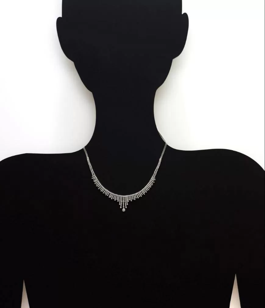 18K White Gold Diamond Necklace Set W/9.45ct VVS Diamonds & Avant Garde Design