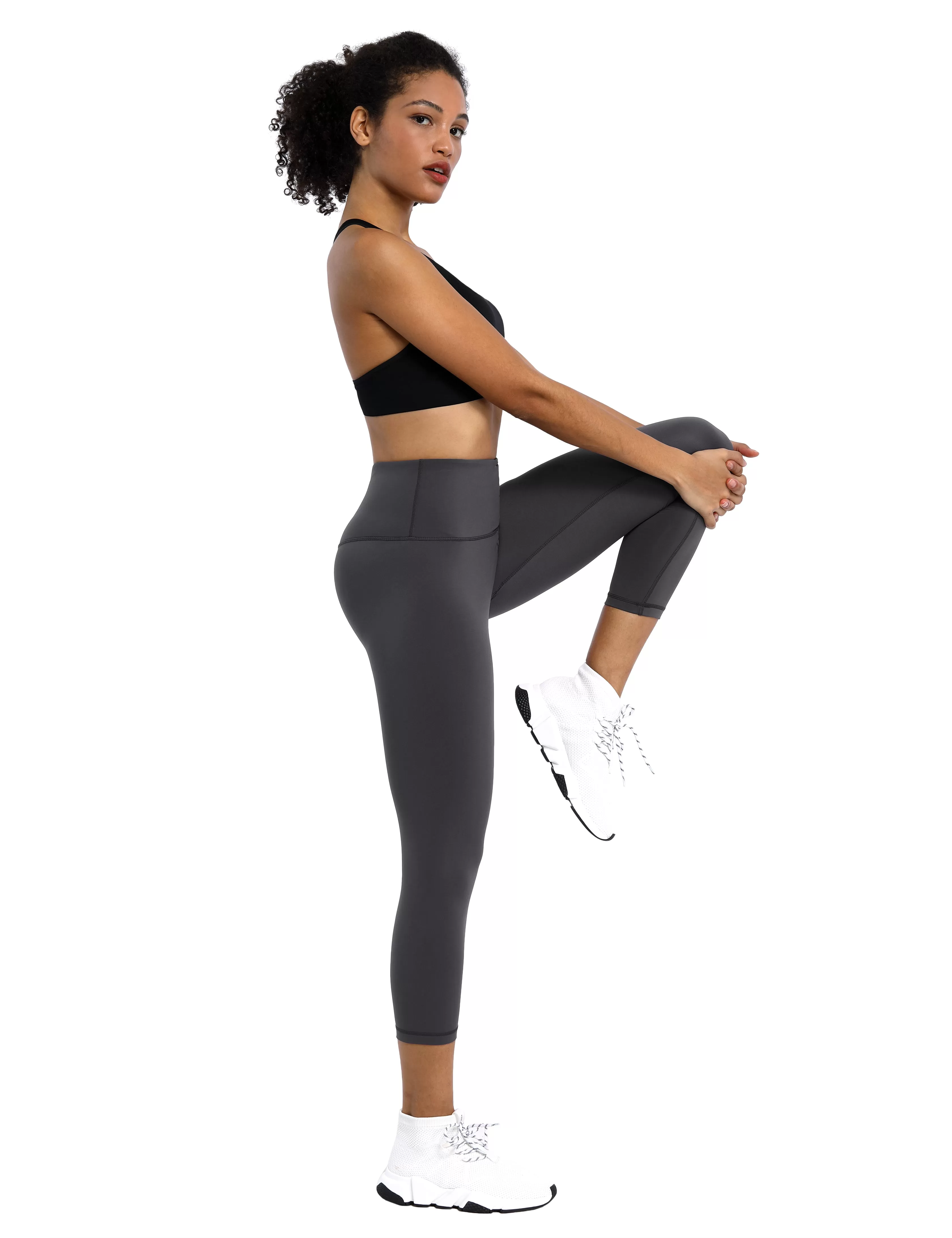 19 High Waist Crop Tight Capris shadowcharcoal_yogastudio