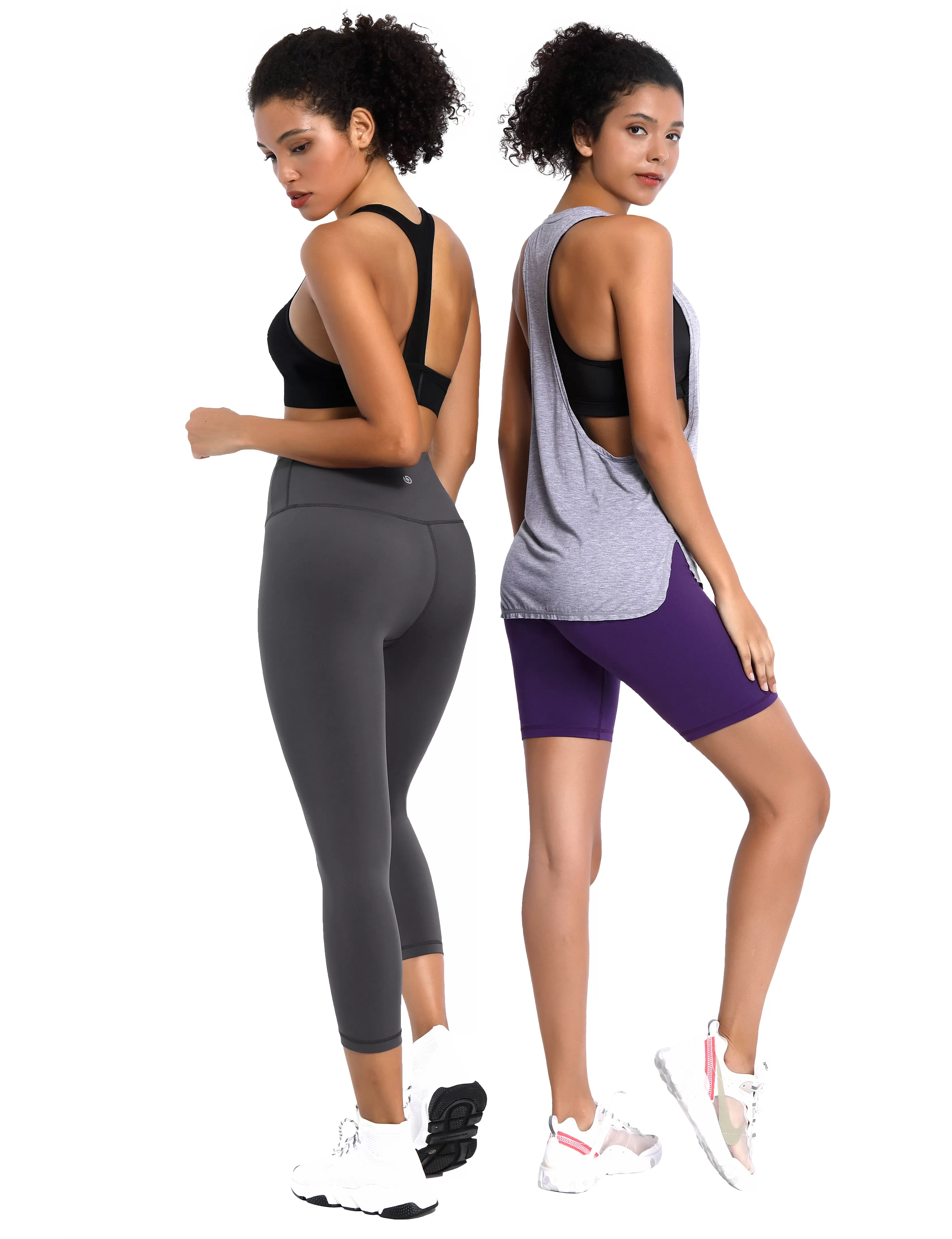 19 High Waist Crop Tight Capris shadowcharcoal_yogastudio