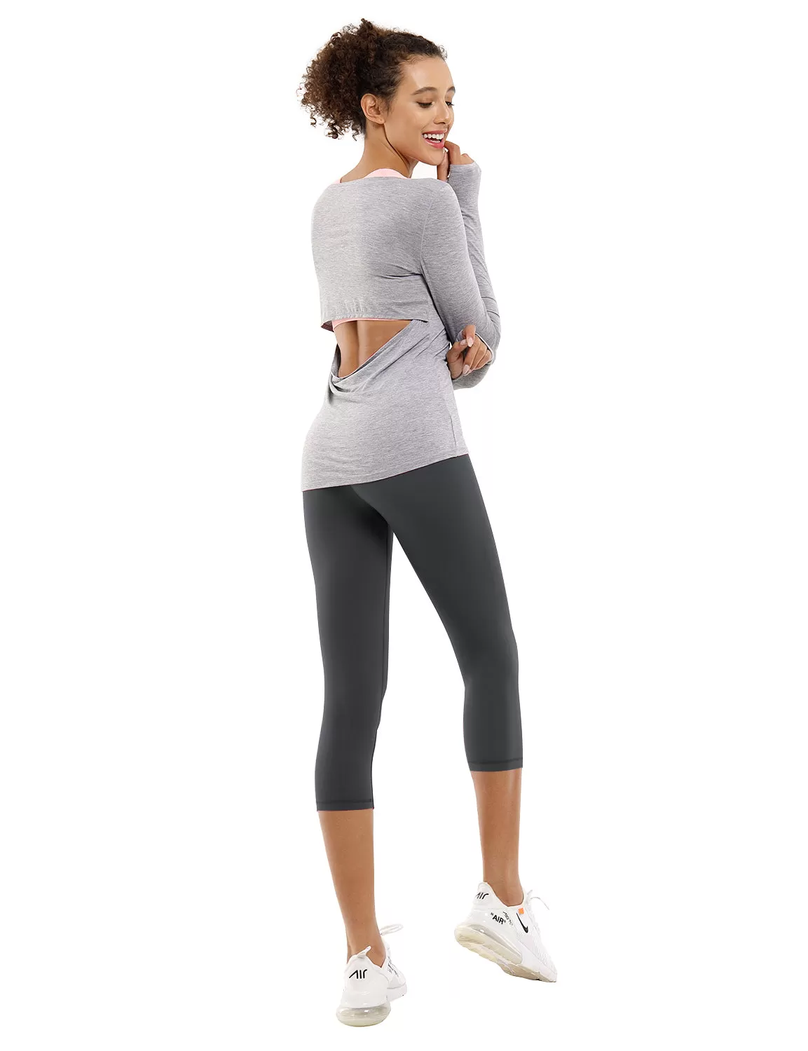 19 High Waist Crop Tight Capris shadowcharcoal_yogastudio