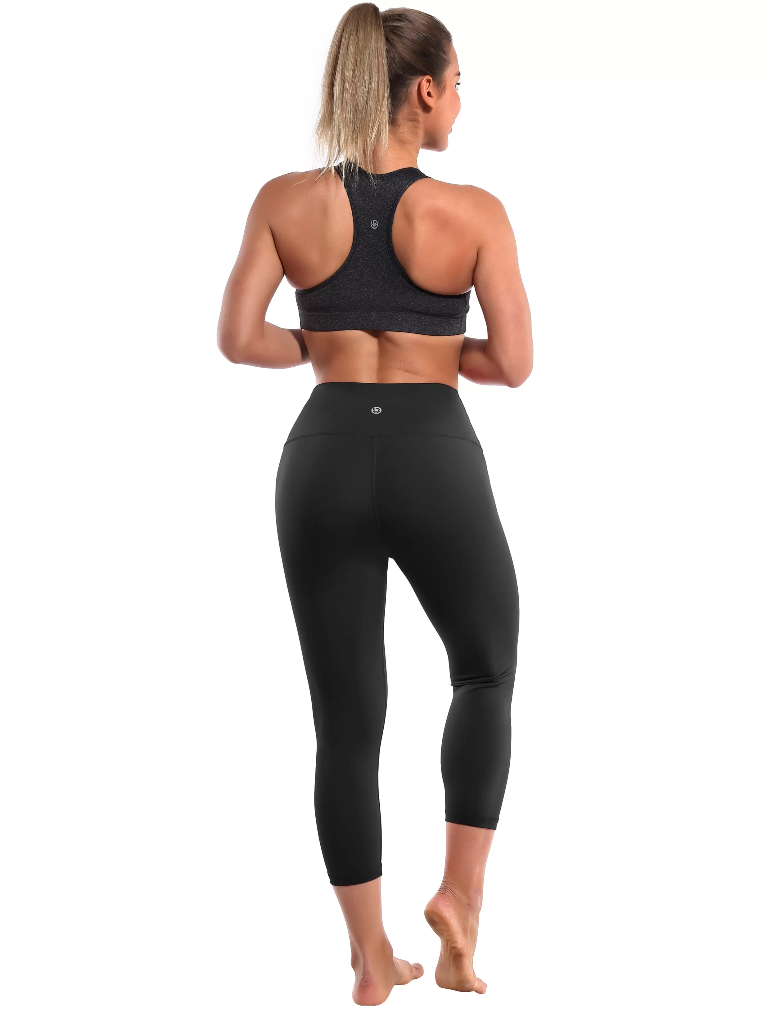 19" High Waist Crop Tight Capris black