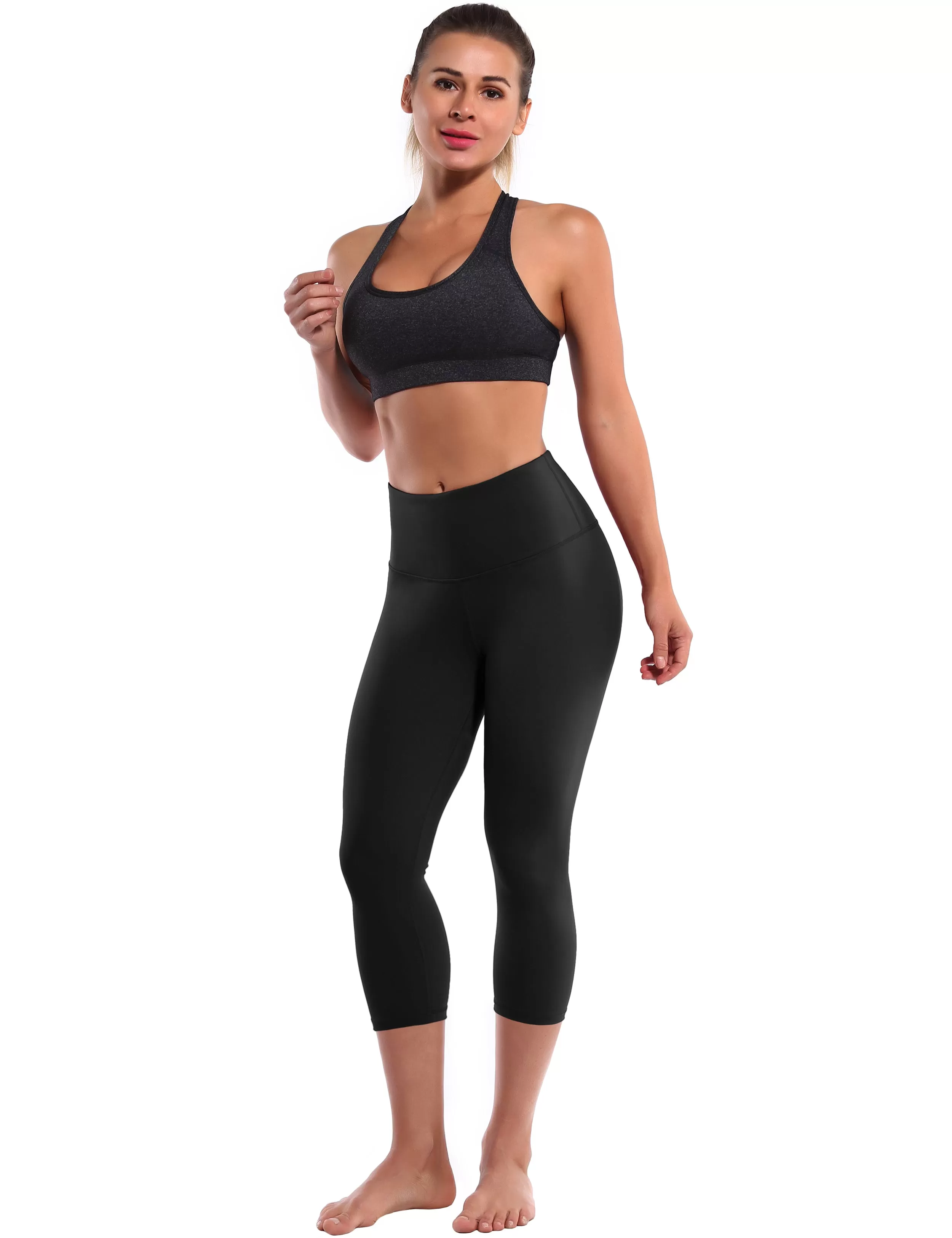 19" High Waist Crop Tight Capris black