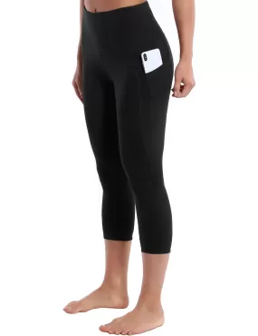 19" High Waist Side Pockets Capris black