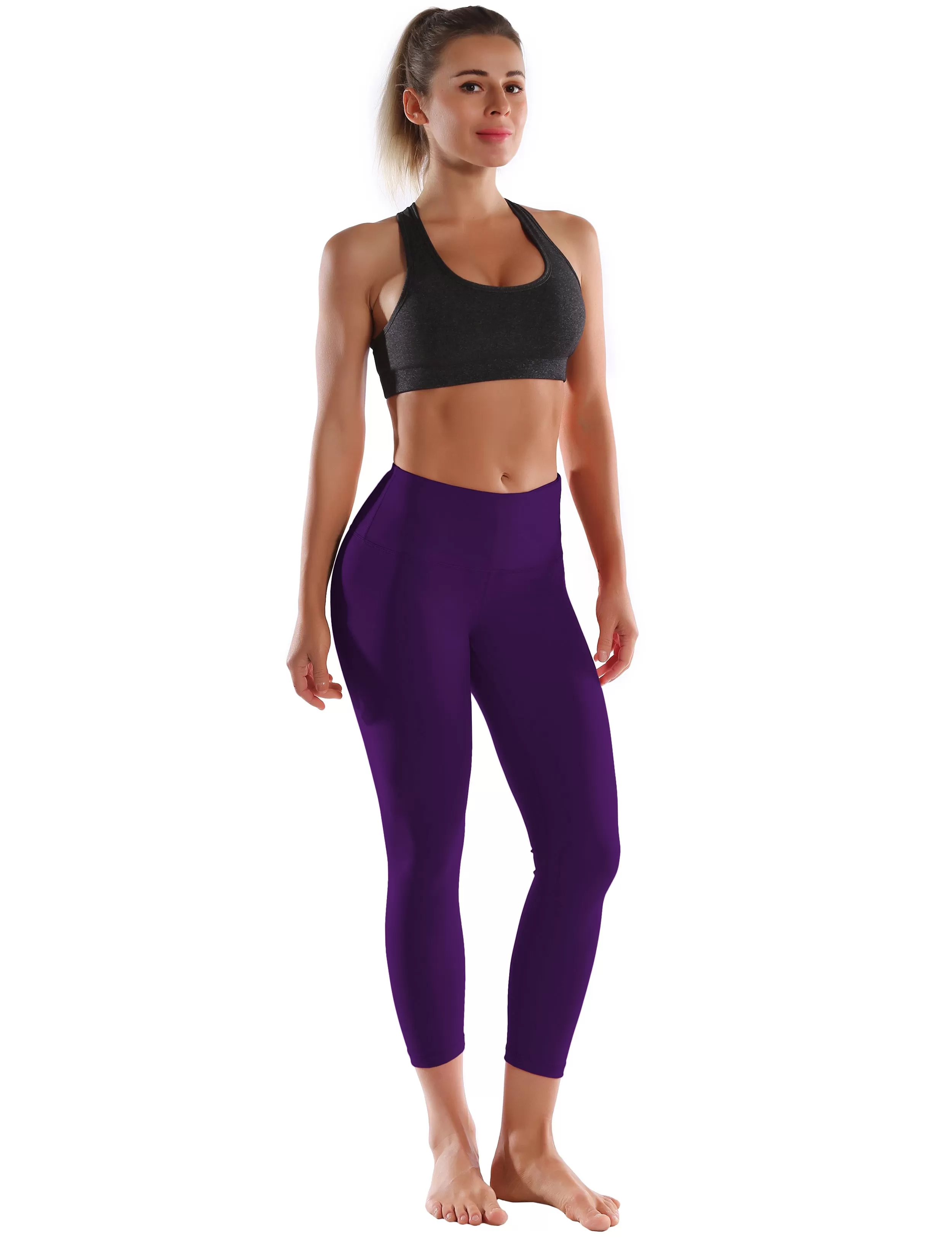 22 High Waist Crop Tight Capris eggplantpurple_yogastudio