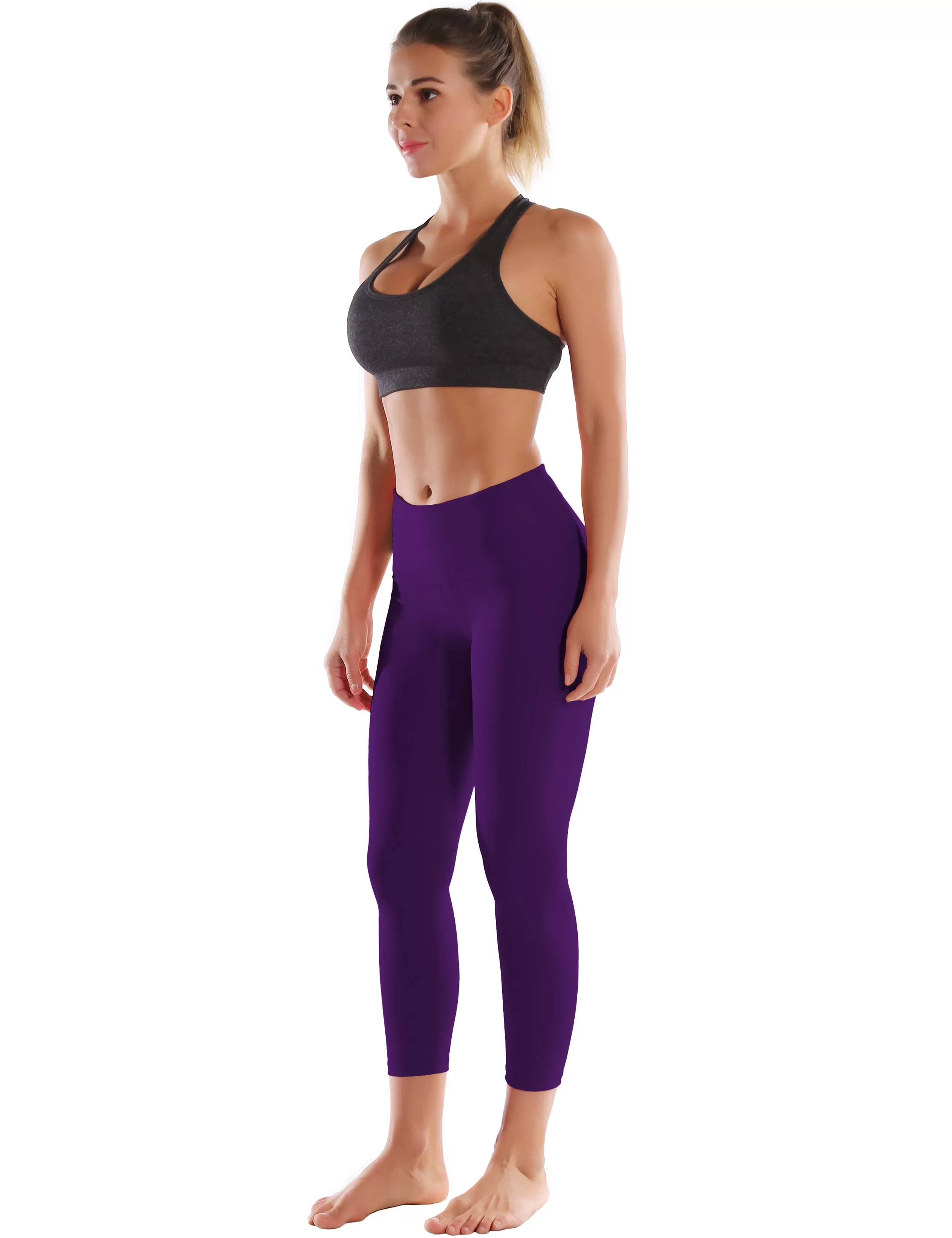 22 High Waist Crop Tight Capris eggplantpurple_yogastudio