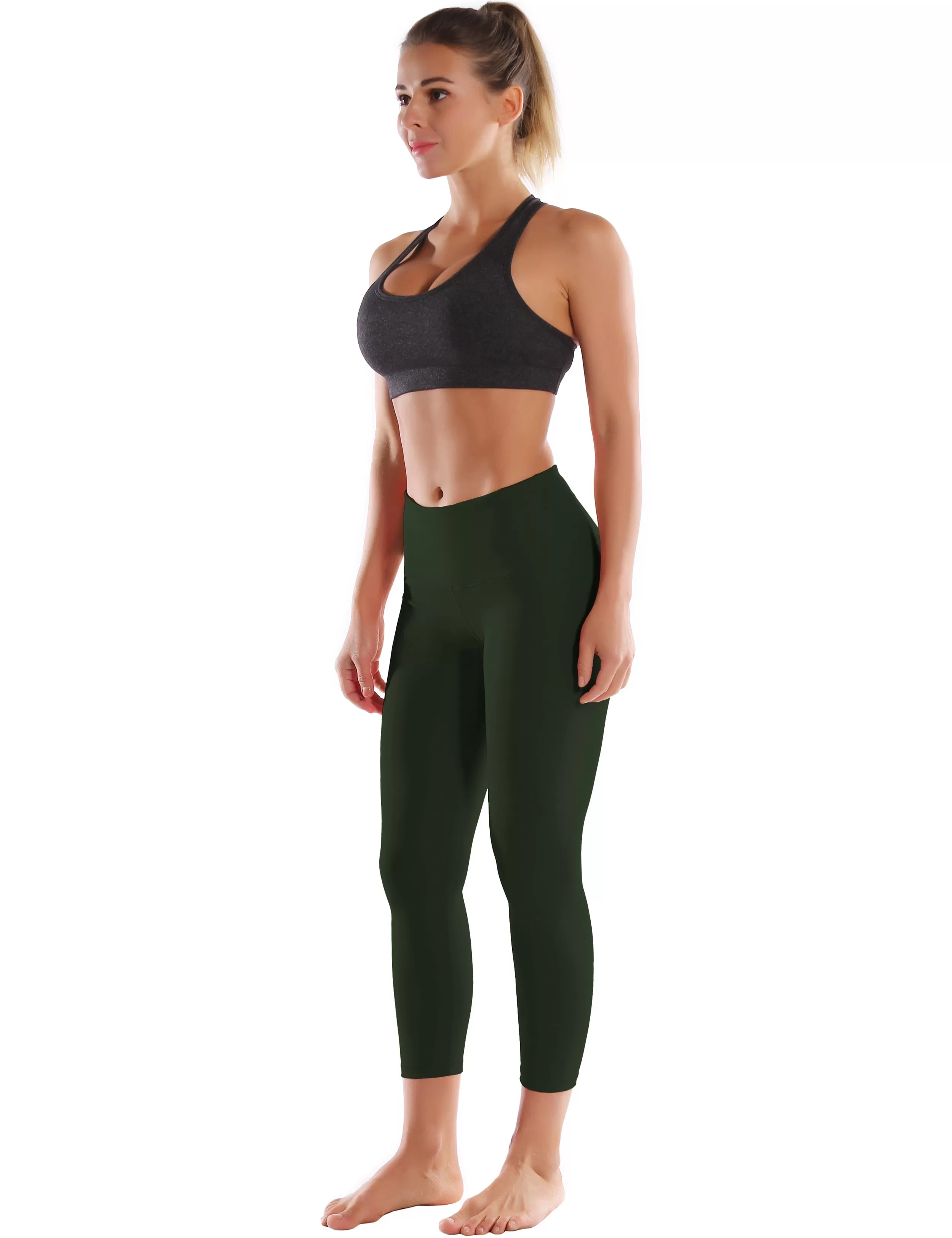 22 High Waist Crop Tight Capris olivegray_yogastudio