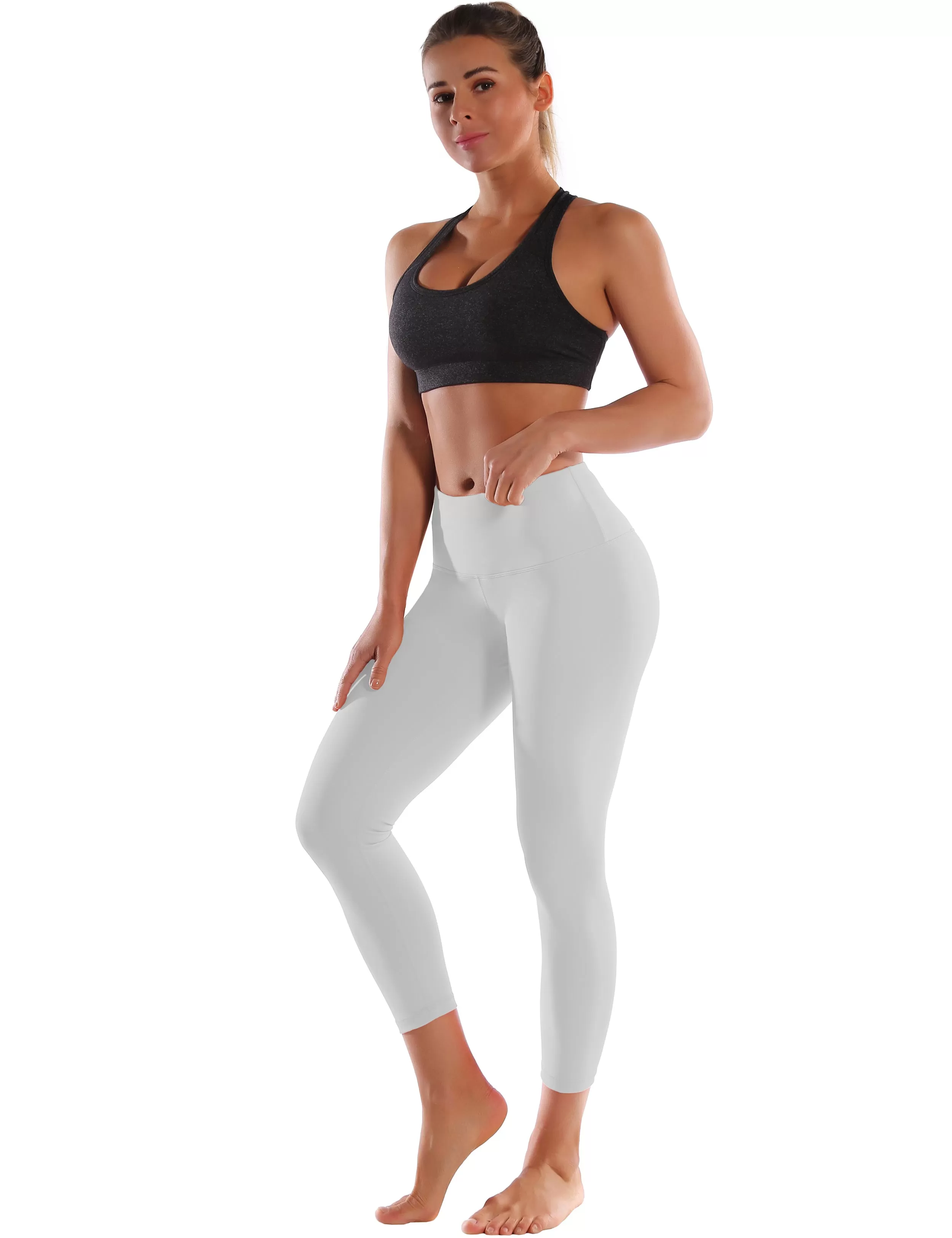 22" High Waist Crop Tight Capris lightgray