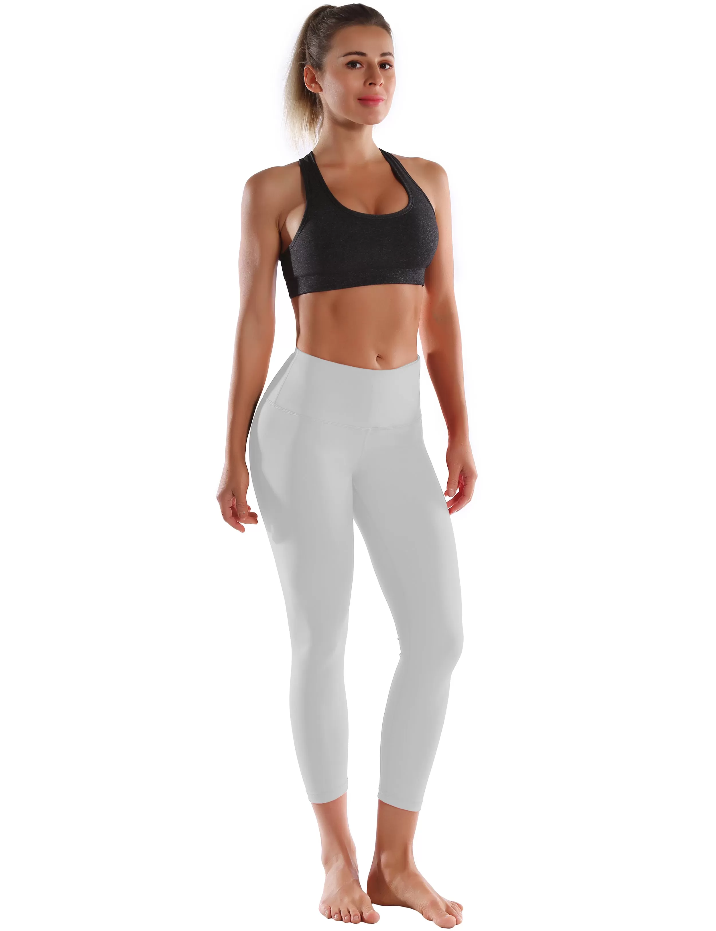 22" High Waist Crop Tight Capris lightgray