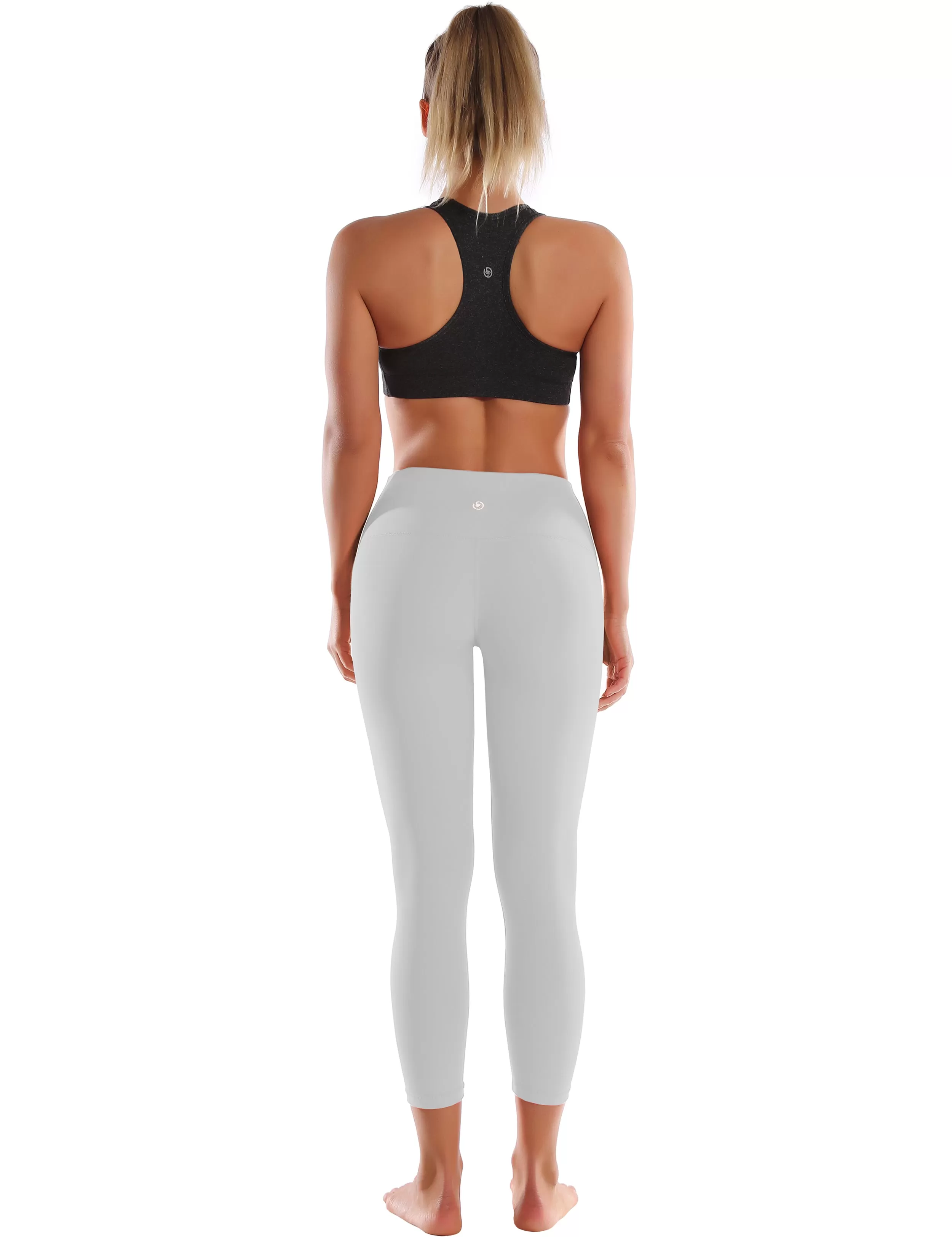 22" High Waist Crop Tight Capris lightgray