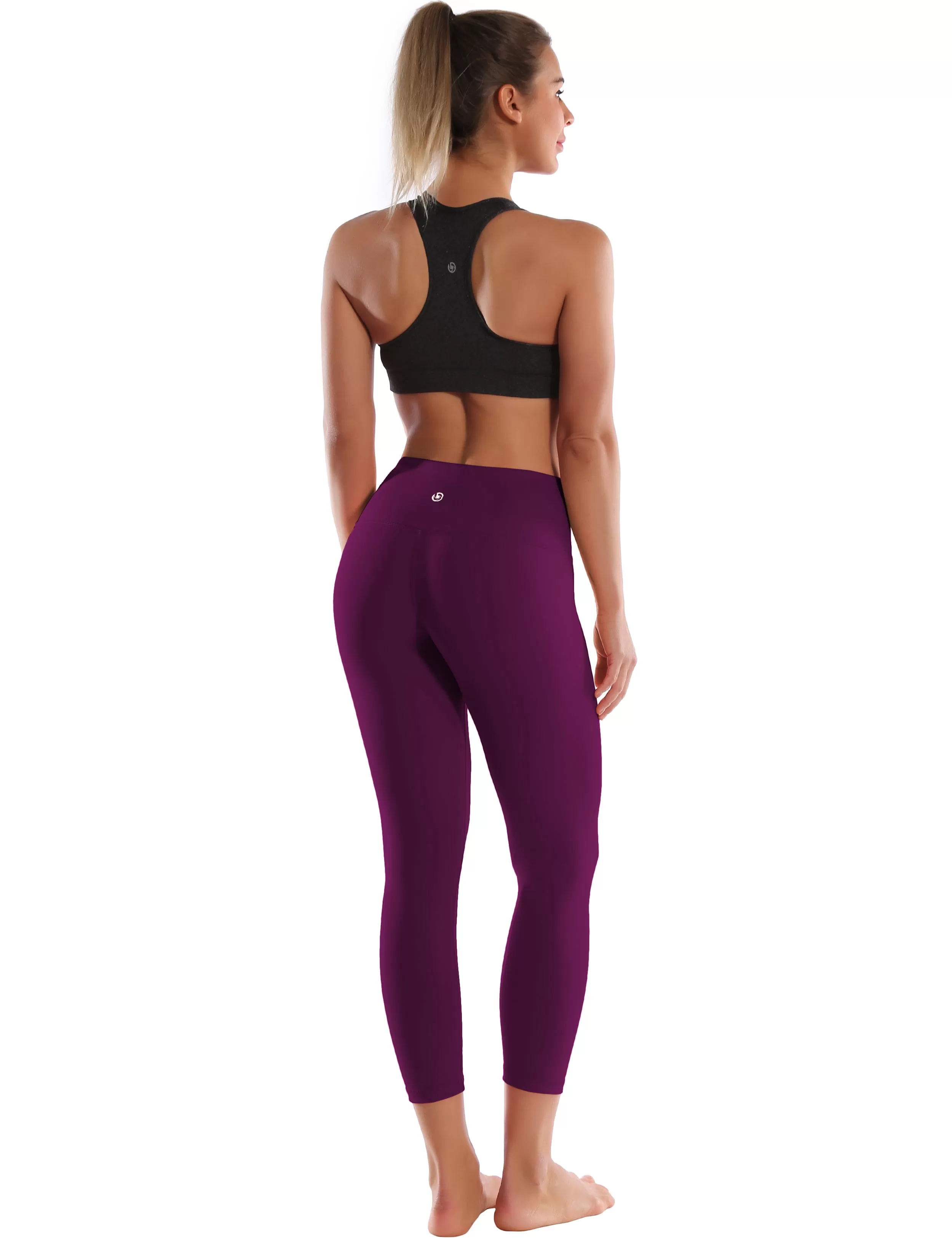 22" High Waist Crop Tight Capris plum