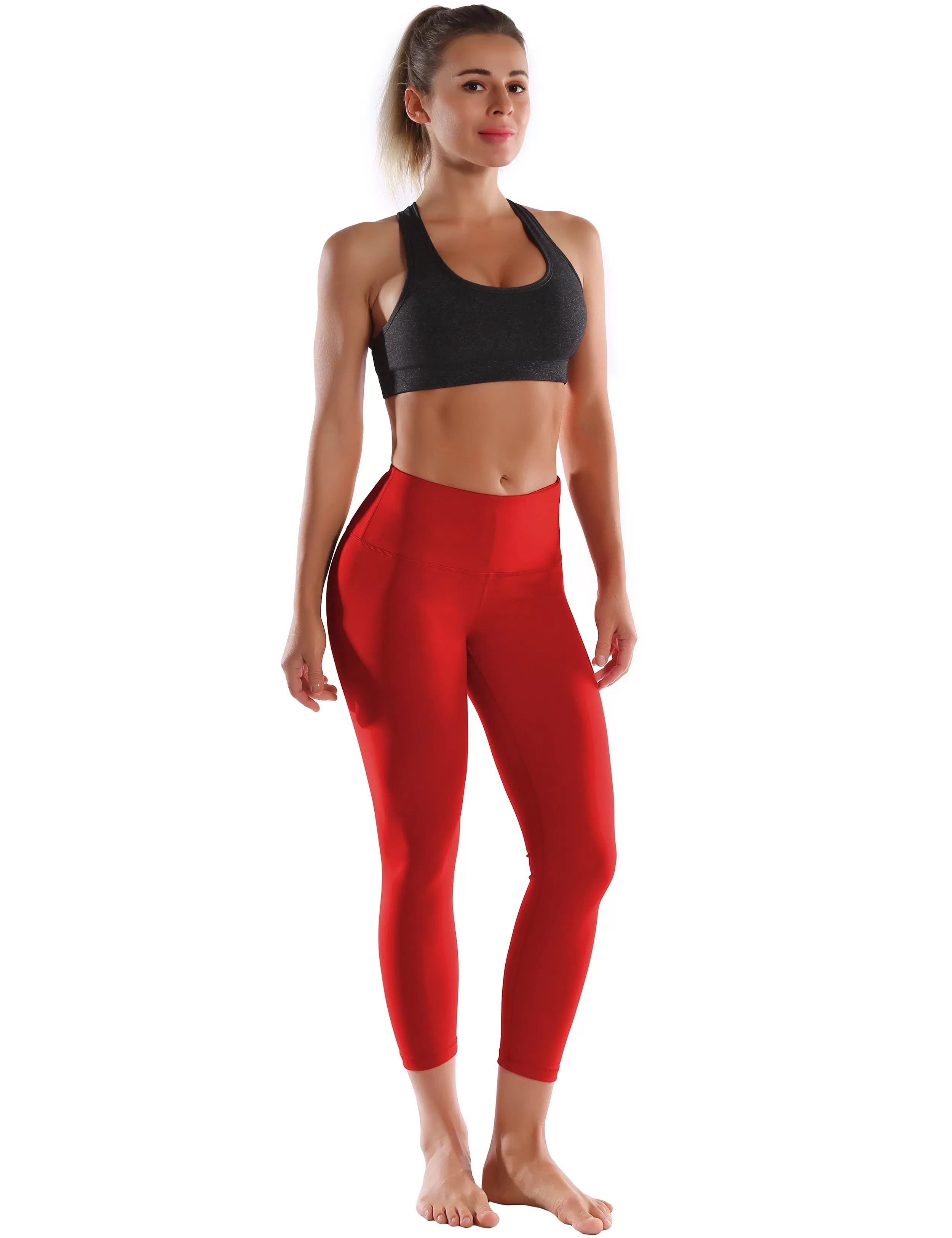 22" High Waist Crop Tight Capris scarlet