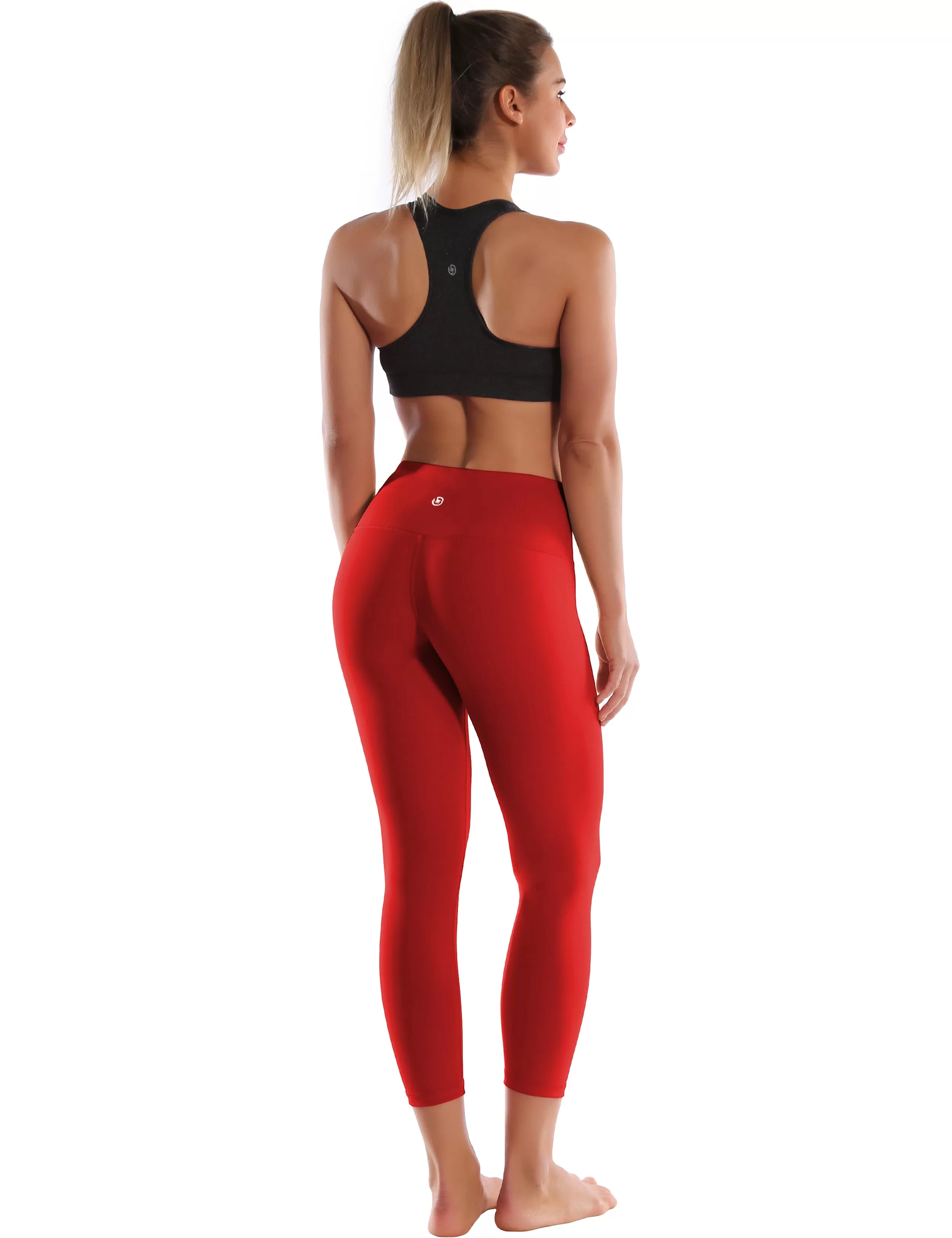 22" High Waist Crop Tight Capris scarlet