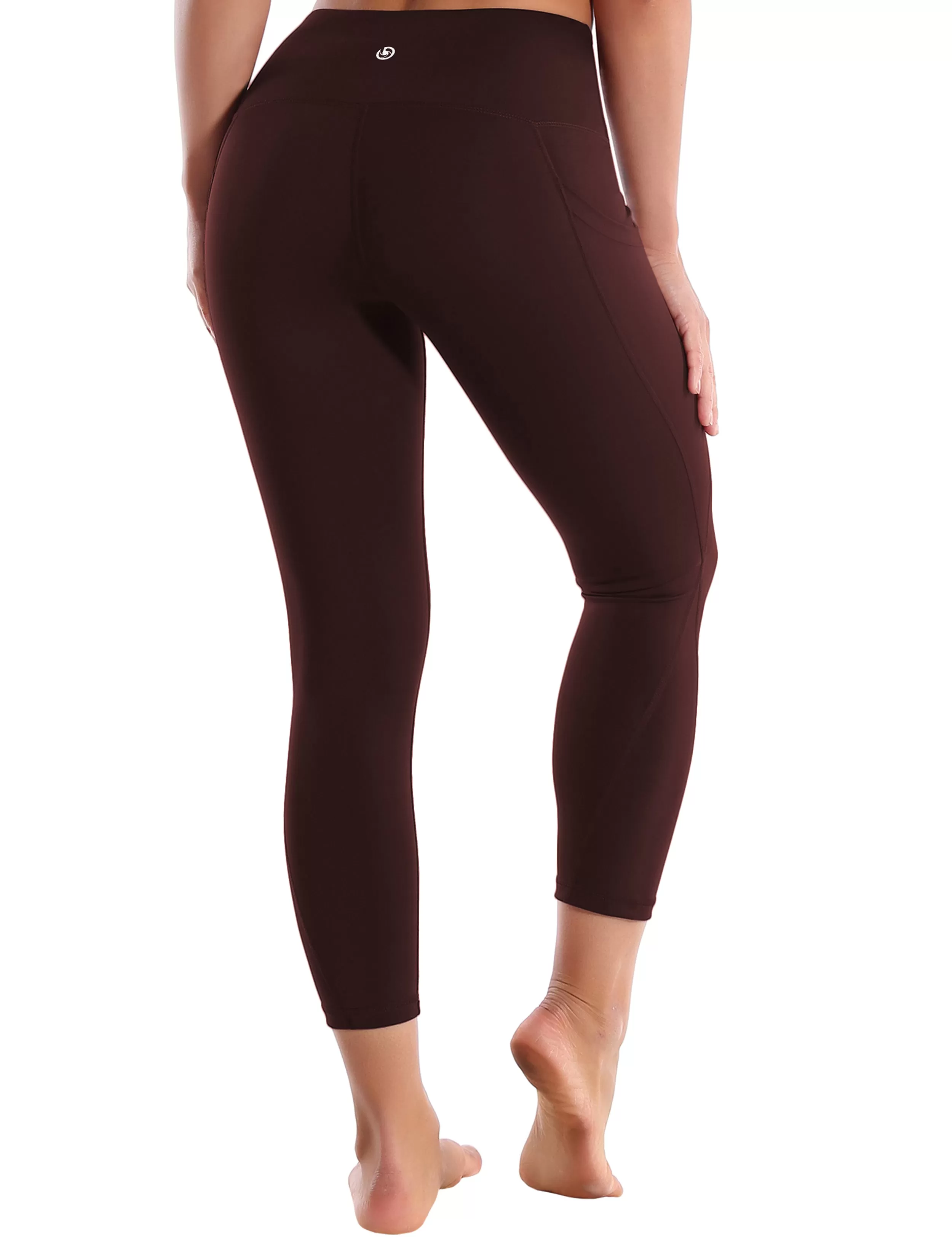 22" High Waist Side Pockets Capris mahoganymaroon