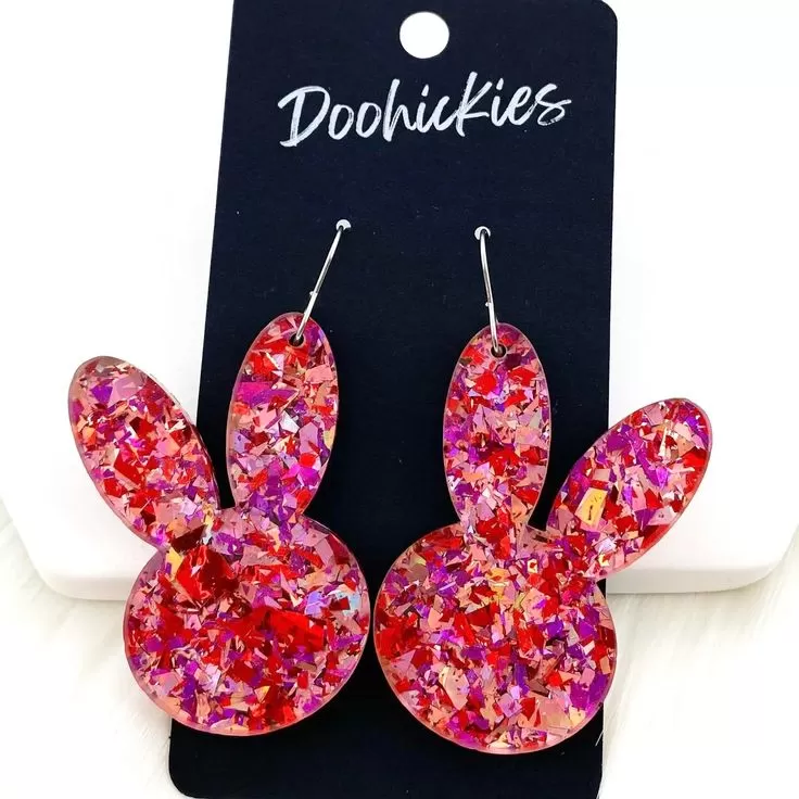 2.5 Splatter Confetti Bunny Earrings (CHOOSE YOUR COLOR)