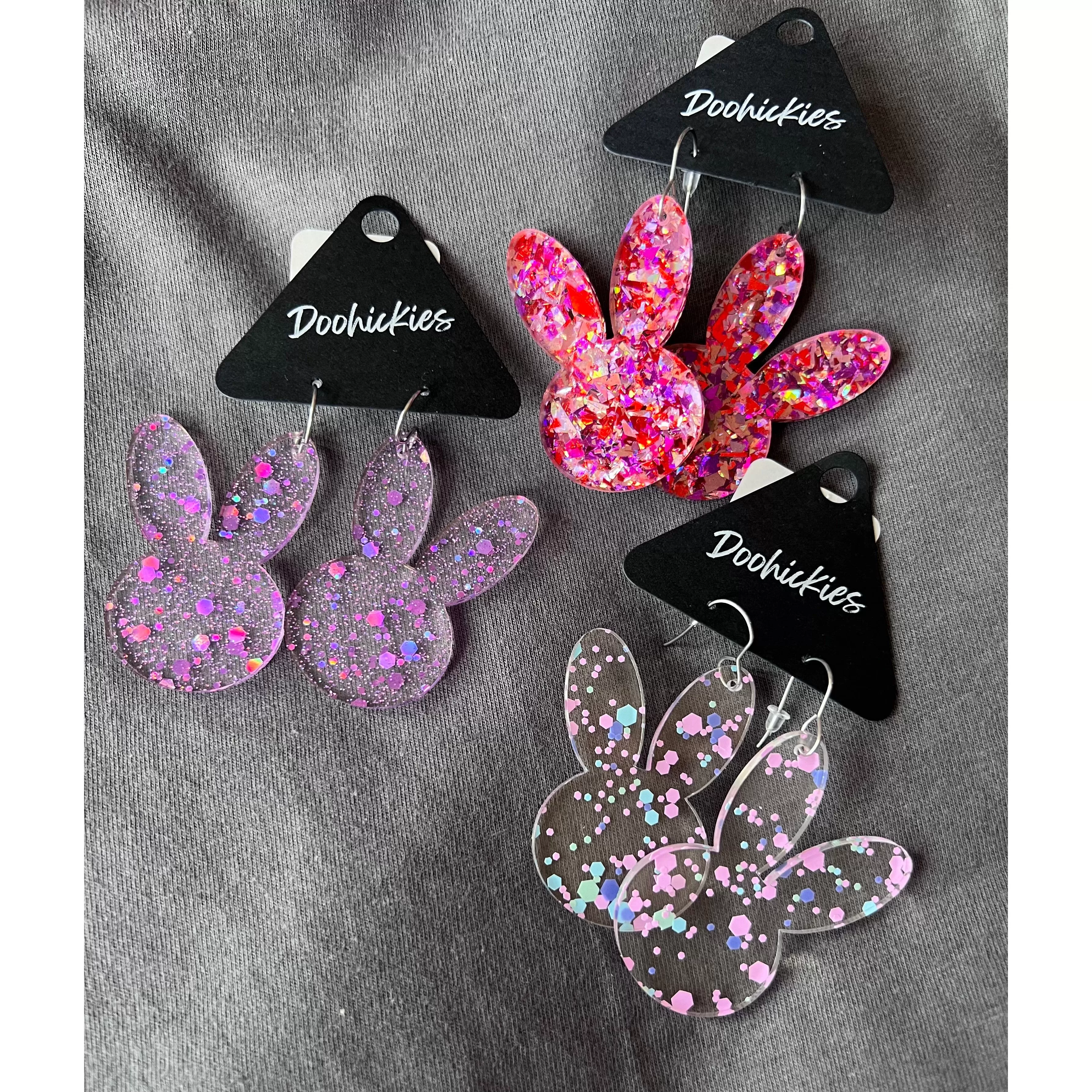 2.5 Splatter Confetti Bunny Earrings (CHOOSE YOUR COLOR)