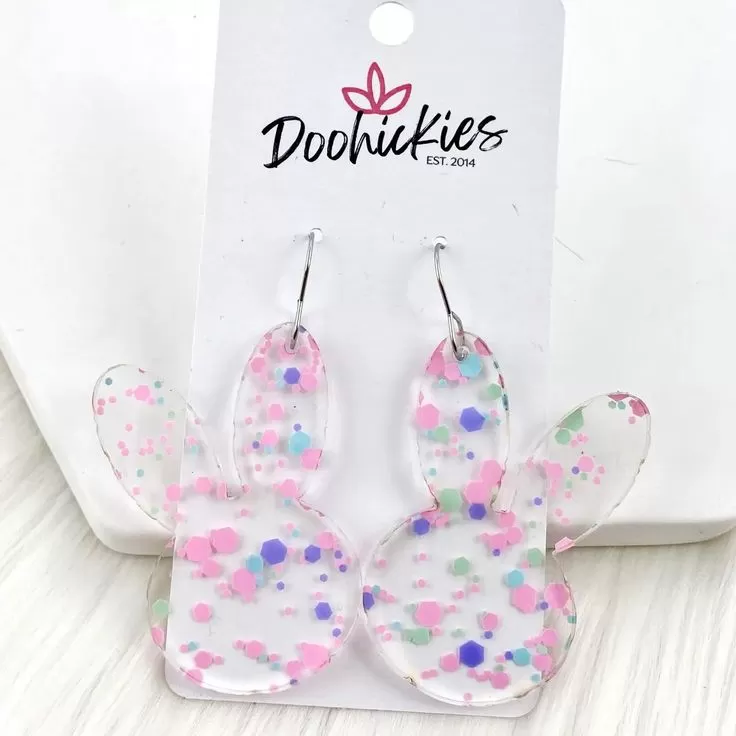 2.5 Splatter Confetti Bunny Earrings (CHOOSE YOUR COLOR)