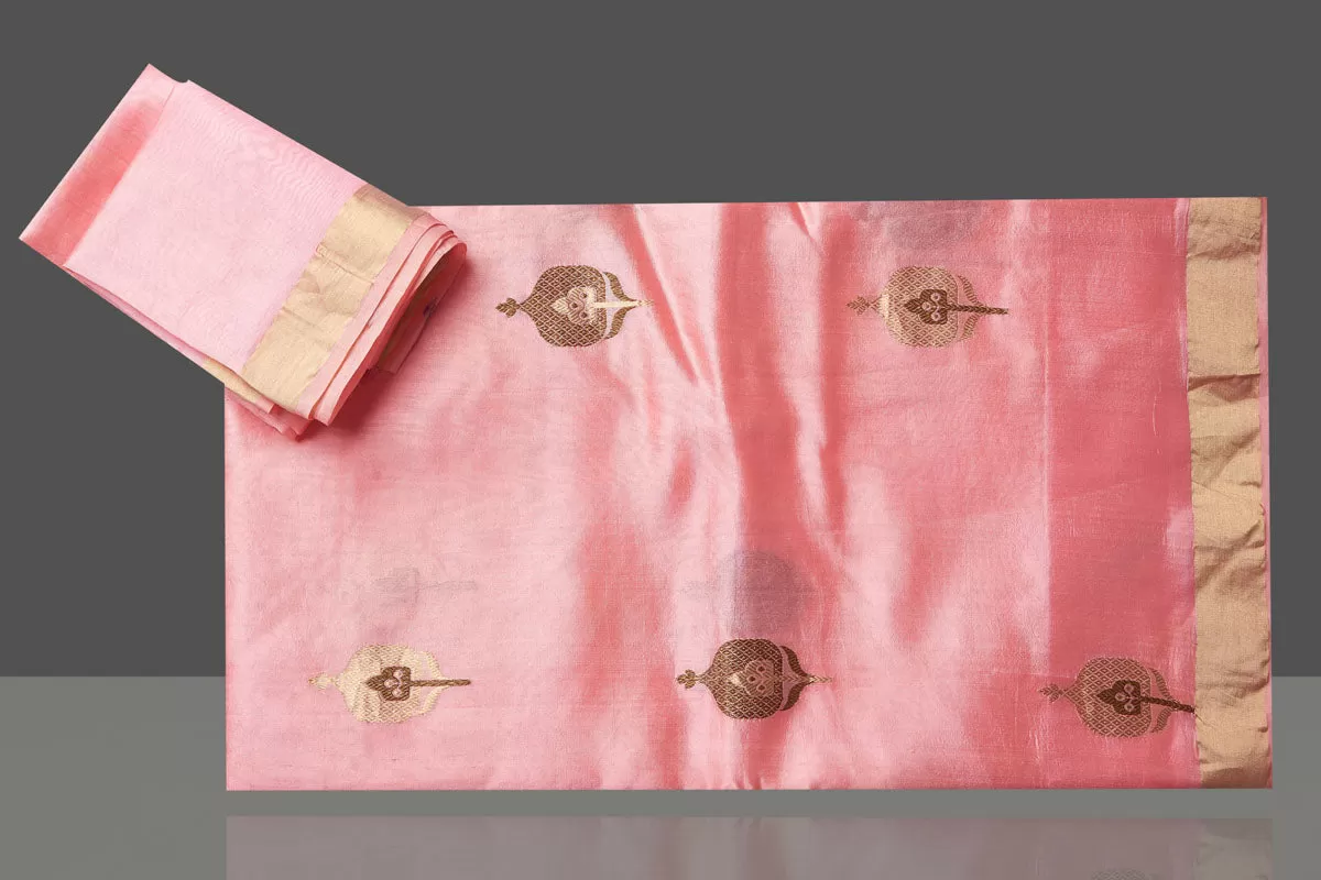 90L178 Light Pink Chenya Silk Saree with Zari Border