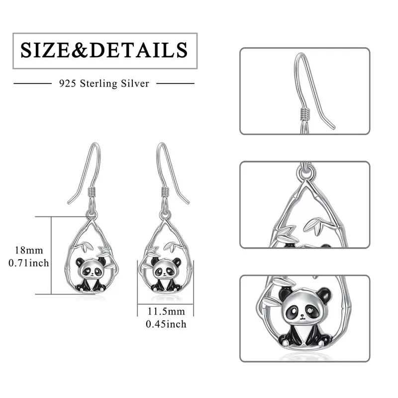 925 Sterling Silver Panda Earrings Dangle Earrings Animal Jewelry Gifts for Women Animal Lovers