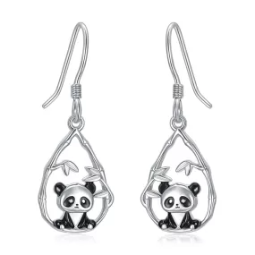 925 Sterling Silver Panda Earrings Dangle Earrings Animal Jewelry Gifts for Women Animal Lovers