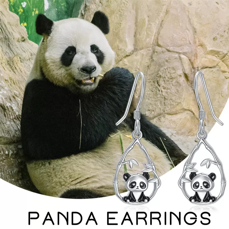 925 Sterling Silver Panda Earrings Dangle Earrings Animal Jewelry Gifts for Women Animal Lovers