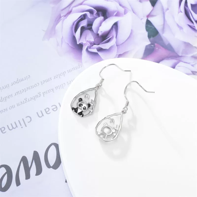 925 Sterling Silver Panda Earrings Dangle Earrings Animal Jewelry Gifts for Women Animal Lovers