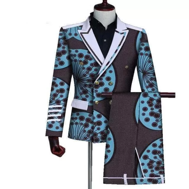 African Double-Breasted Two Piece Suit