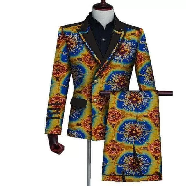 African Double-Breasted Two Piece Suit