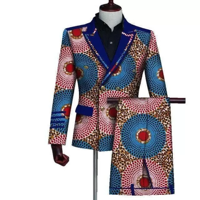 African Double-Breasted Two Piece Suit