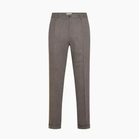 Alain Pleated Chino in Herringbone Archivio wool