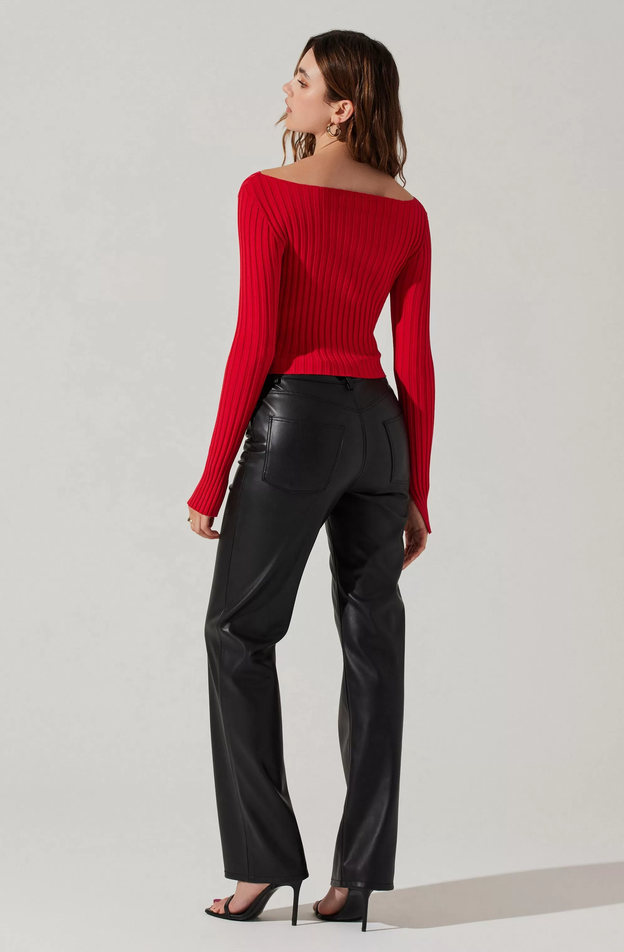 Alessandra Ribbed Off Shoulder Sweater