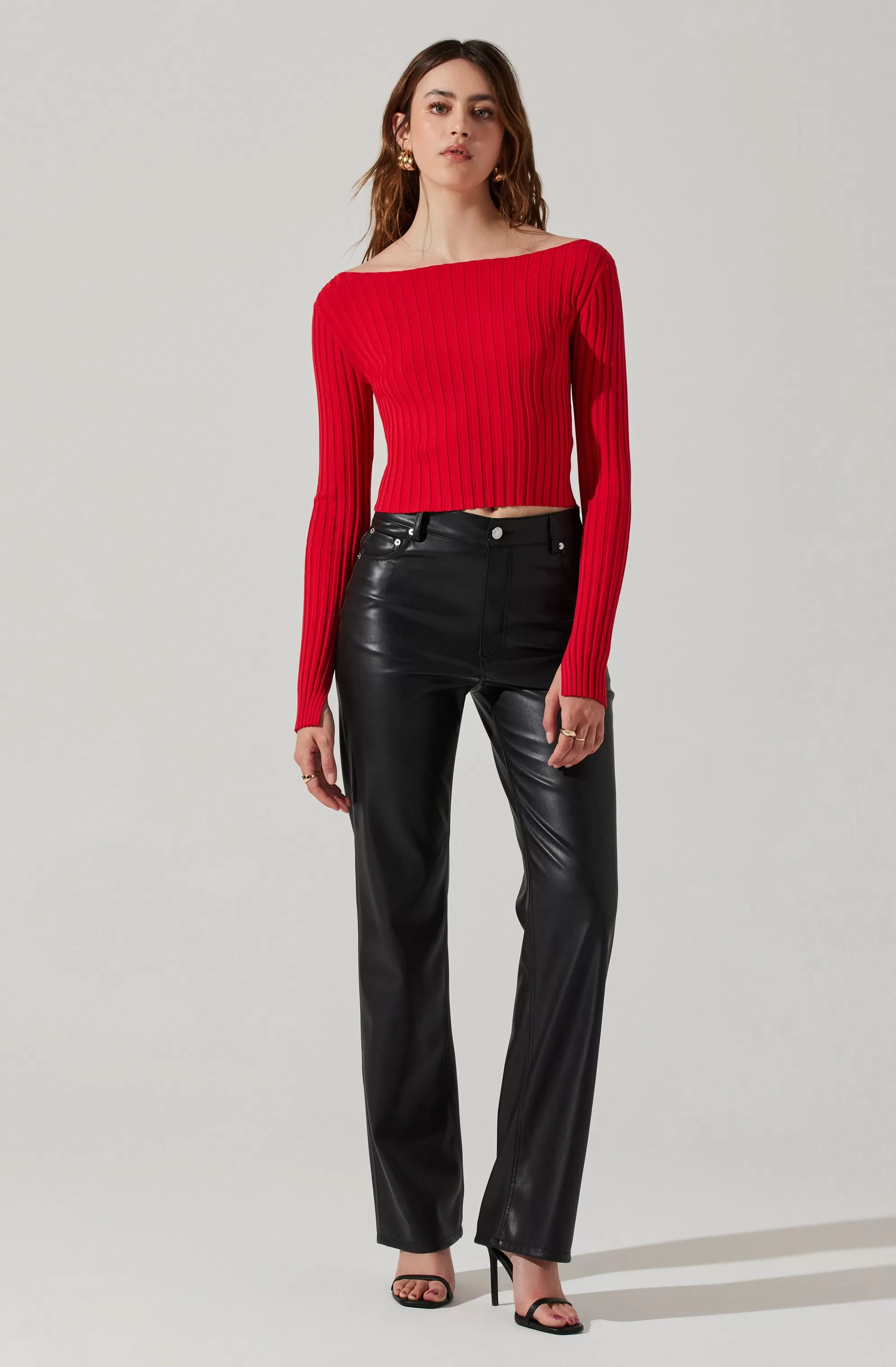 Alessandra Ribbed Off Shoulder Sweater