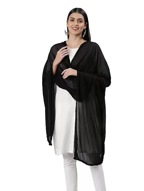 Alluring Fashionable Women Black Solid Dupatta