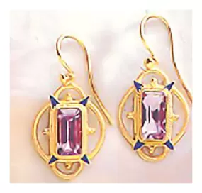 Amethyst and Enamel Screw Back Earrings