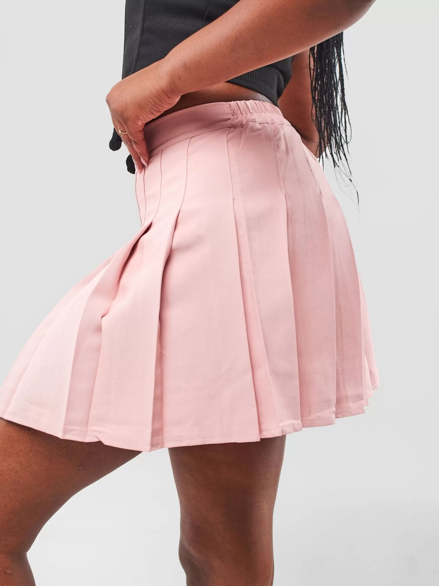 Anika Skater Stitched Down Pleated Skirt - Light Pink