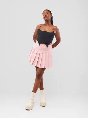 Anika Skater Stitched Down Pleated Skirt - Light Pink