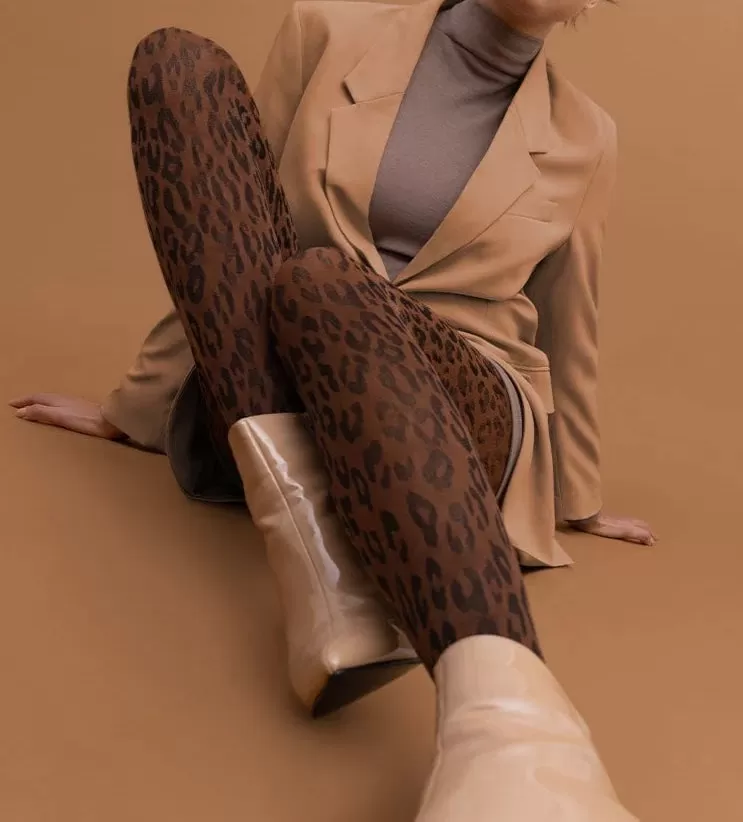 Animal Print Design Tights  Opaque Pantyhose