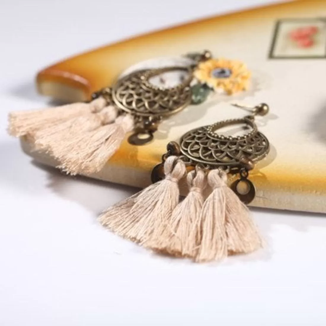 Antique Bronze Ethnic Tassel Earrings - 5 Colors