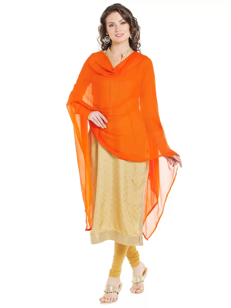 Appealing Fashionable Women Orange Chiffon Dupatta