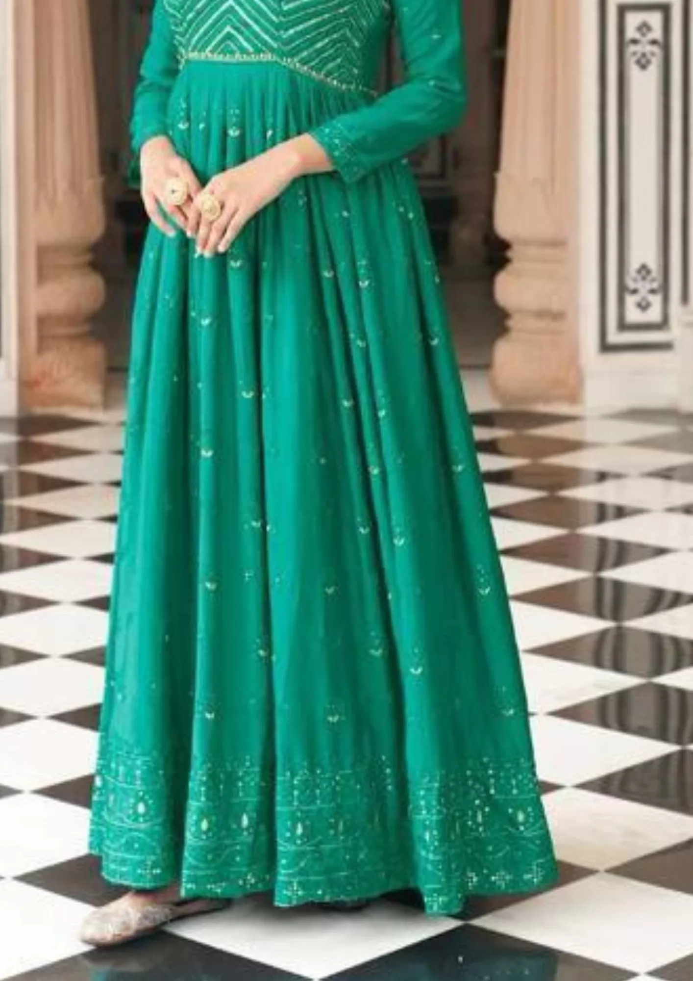 Appealing Green Georgette Designer Kurti & Suits With Designer Dupatta