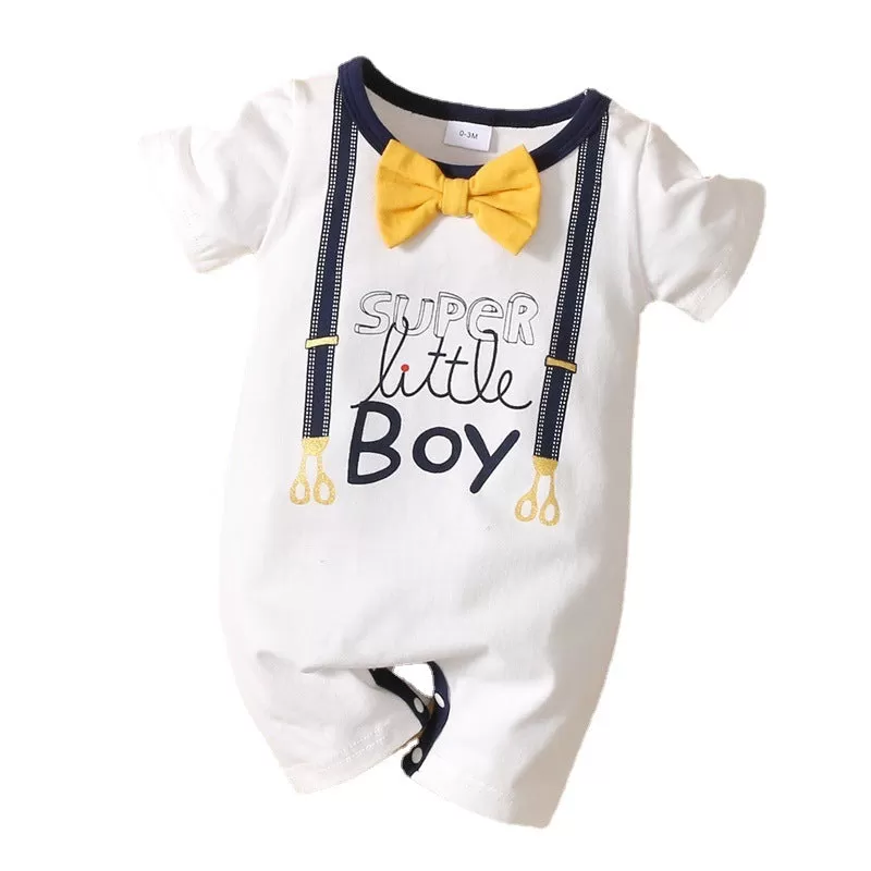 Baby Boys Letters Bow Jumpsuits