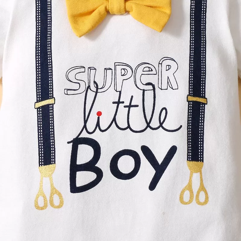 Baby Boys Letters Bow Jumpsuits