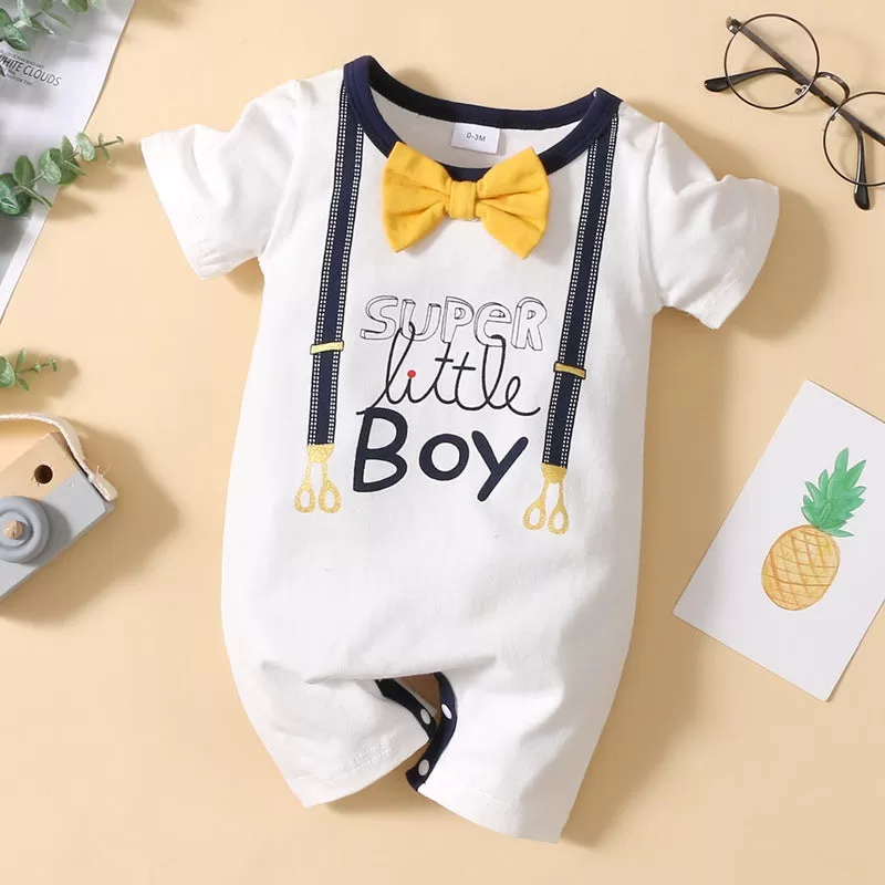 Baby Boys Letters Bow Jumpsuits