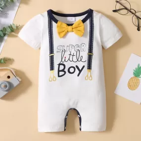 Baby Boys Letters Bow Jumpsuits