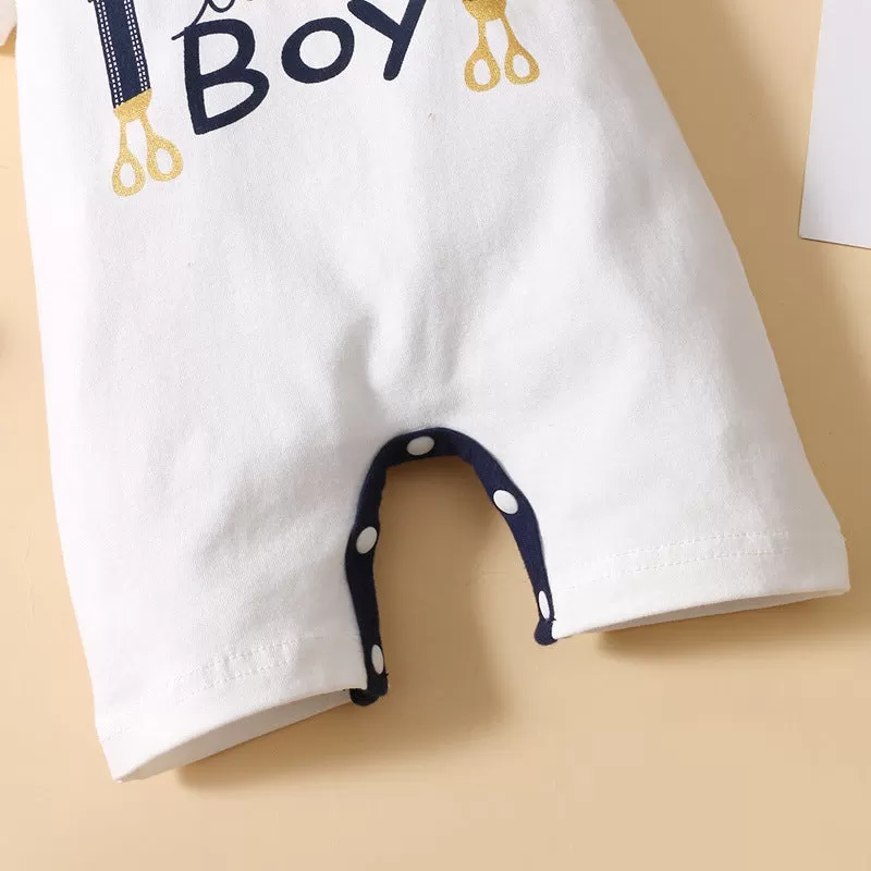 Baby Boys Letters Bow Jumpsuits