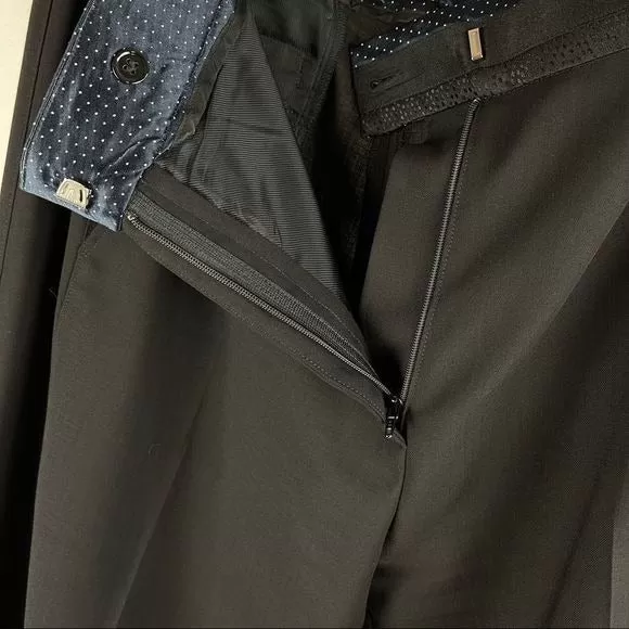 Balenciaga ParisBlack Trousers with Navy Dotted Waist Trim