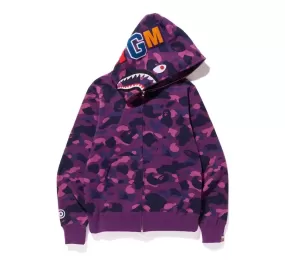 BAPE COLOR CAMO SHARK FULL ZIP HOODIE PURPLE