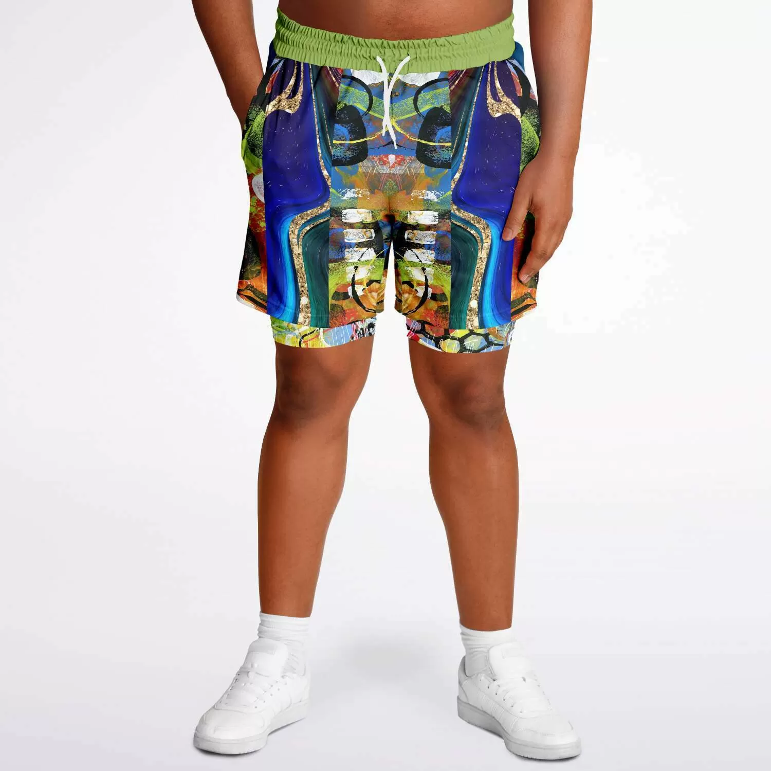 Barcelona Blue Marble Swirl Compression Activity Shorts