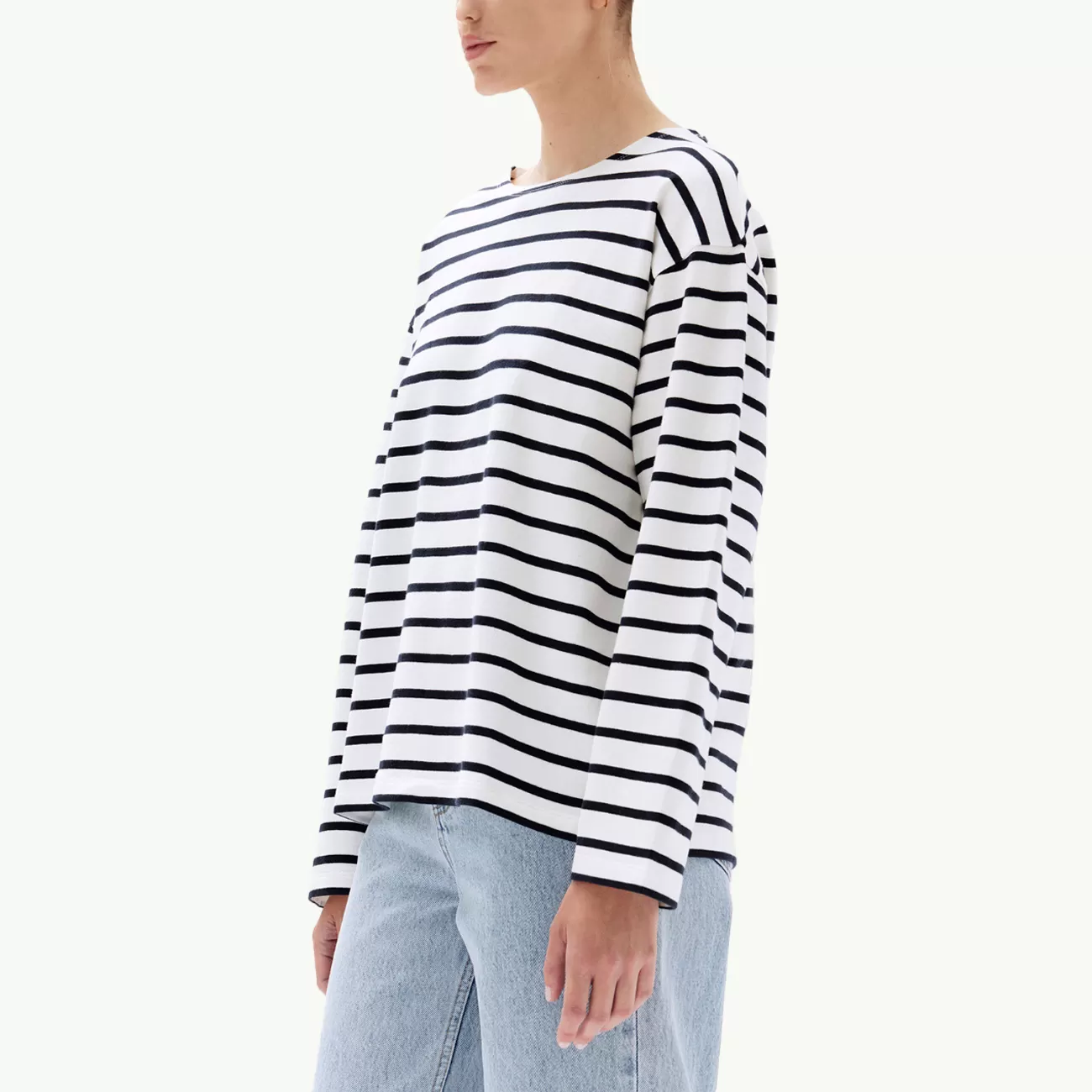 Bateau Organic LS Tee - True Navy Stripe