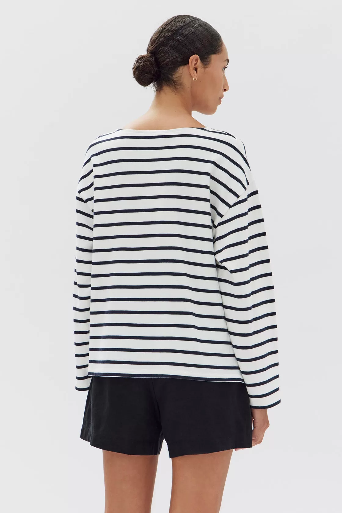 Bateau Pea White Stripe LS Tee